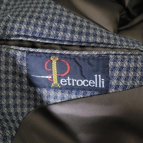 Petrocelli Blazer Mens 42 Taupe Blue Wool Plaid Check Sport Coat Jacket Office - Picture 5 of 7